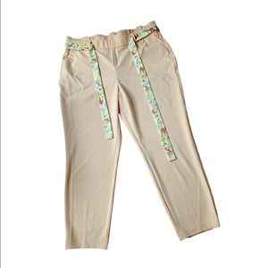 Peach Dress Pants with Ruffled Waist